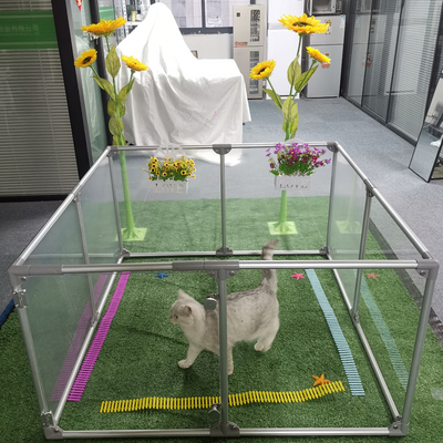 Recinto de mascotas plegable de acrílico semicírculo transparente para interiores o exteriores en estilo bricolaje