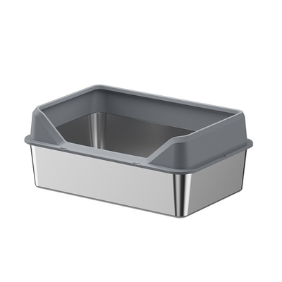 Caja de basura para gatos de acero inoxidable Cubierta alta Cuchilla antiadherente Anticorrección Fácil de limpiar