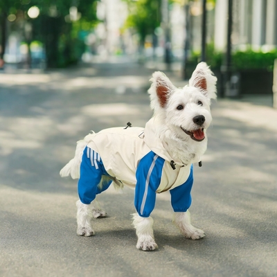 Reflector impermeable para perros de mascotas con cuatro pies Ropa de lluvia con sombrero para animales pequeños