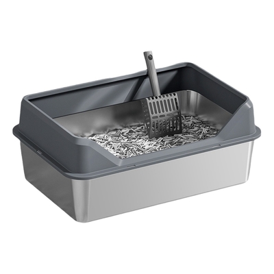 Cuadro de basura para gatos de limpieza rápida semiautomático de tapa alta y tabla de pie de acero inoxidable