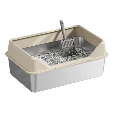 Cuadro de basura para gatos de limpieza rápida semiautomático de tapa alta y tabla de pie de acero inoxidable