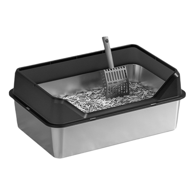 Cuadro de basura para gatos de limpieza rápida semiautomático de tapa alta y tabla de pie de acero inoxidable