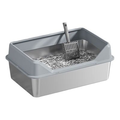 Cuadro de basura para gatos de limpieza rápida semiautomático de tapa alta y tabla de pie de acero inoxidable