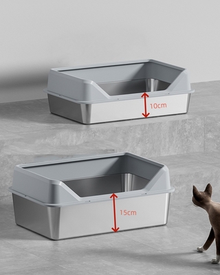 Cuadro de basura para gatos de limpieza rápida semiautomático de tapa alta y tabla de pie de acero inoxidable