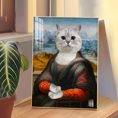 Arte mural de retrato de mascotas en marco de aleación de aluminio personalizado para sala de estar