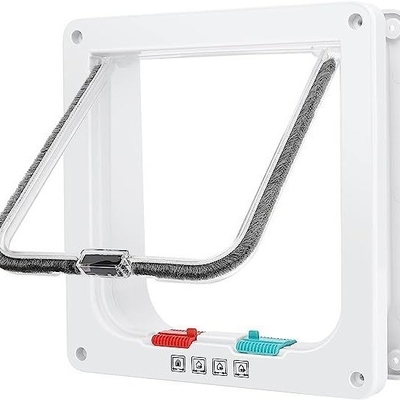 Puerta de mascotas de fácil acceso para gatos dentro y fuera Opciones ALT-FBB-298 en marrón y blanco
