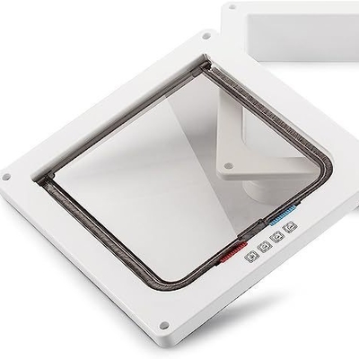 Puerta de mascotas de fácil acceso para gatos dentro y fuera Opciones ALT-FBB-298 en marrón y blanco