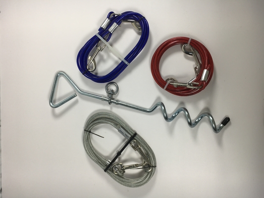 470g Pesado perro mascota espiral correa de acero Cable de cable de metal anclaje para viajes