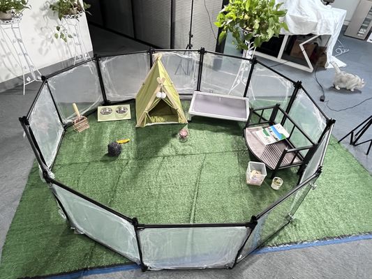 Cuadrado Acrílico Aluminio Desmontable Pet Playpen para Casa de perreras de gatos transparente