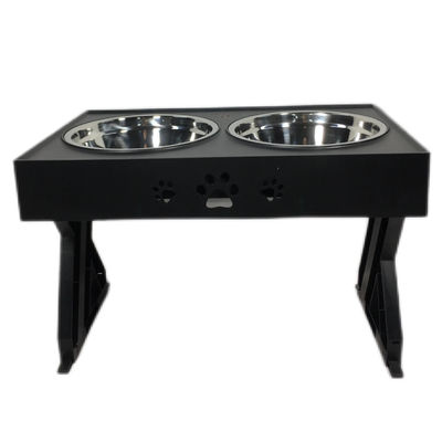 Cuencos dobles de acero inoxidable negro para perros grandes sin derrames no resbaladizos protección cervical ajustable de altura