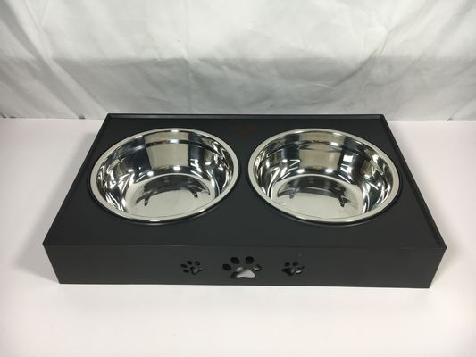 Cuencos dobles de acero inoxidable negro para perros grandes sin derrames no resbaladizos protección cervical ajustable de altura