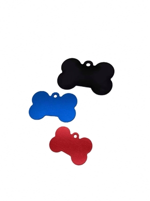 NO personalizado su logotipo hueso multicolor de aluminio perro nombre etiqueta perro etiquetas de acero inoxidable