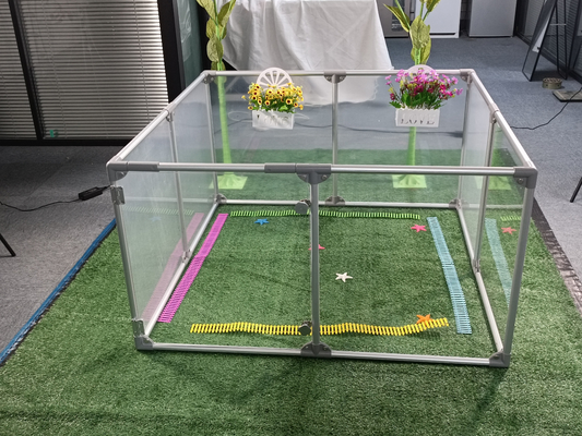 Recinto plegable para perros en interiores Recinto transparente acrílico portátil para mascotas con patrón animal