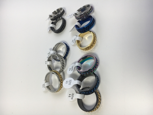 Anillo de cadena de acero de titanio de 8 mm de ancho para moda masculina