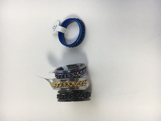 Anillo de cadena de acero de titanio de 8 mm de ancho para moda masculina