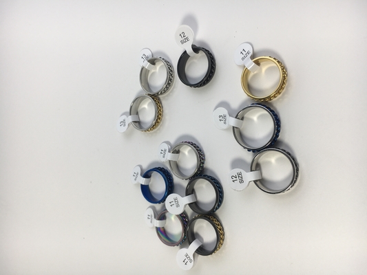 Anillo de cadena de acero de titanio de 8 mm de ancho para moda masculina