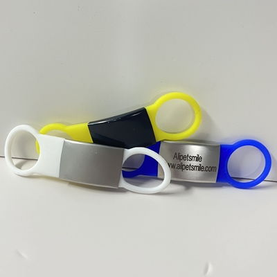 Perros Slide de silicona en etiqueta de perro Etiqueta de identificación de mascota de acero inoxidable en blanco con logotipo láser personalizado