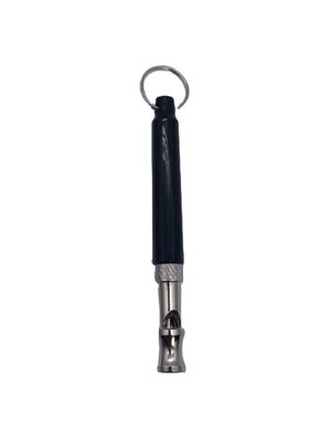 Banda de silbato de entrenamiento de perros con ultrasonido de metal negro para perros pequeños