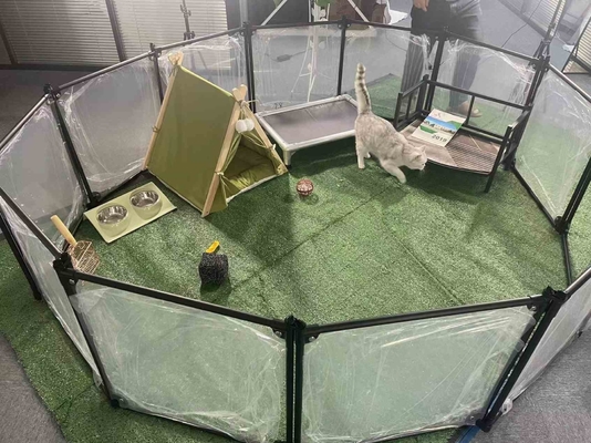 Cierre de botón 12 paneles Jardín de juego acrílico para perros para el entrenamiento y la portabilidad de mascotas