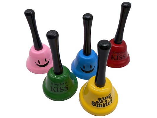 Campanilla de llamada de mano de color metálico para restaurante Campanilla de comida de electroplataje multicolor