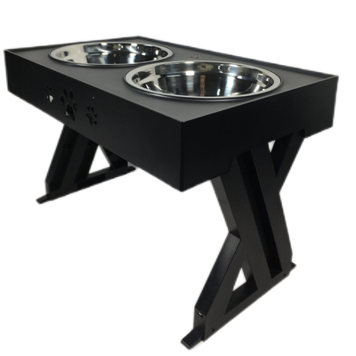 Mesa de elevación de mascotas negra Cuenco para perros de acero inoxidable Mesa de bebida Cuenco de alimentación ajustable 45*26*28cm