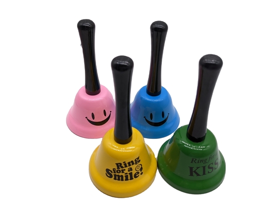Campana de la escuela con mango de metal Material de plástico que llama a otra ocasión de varios colores