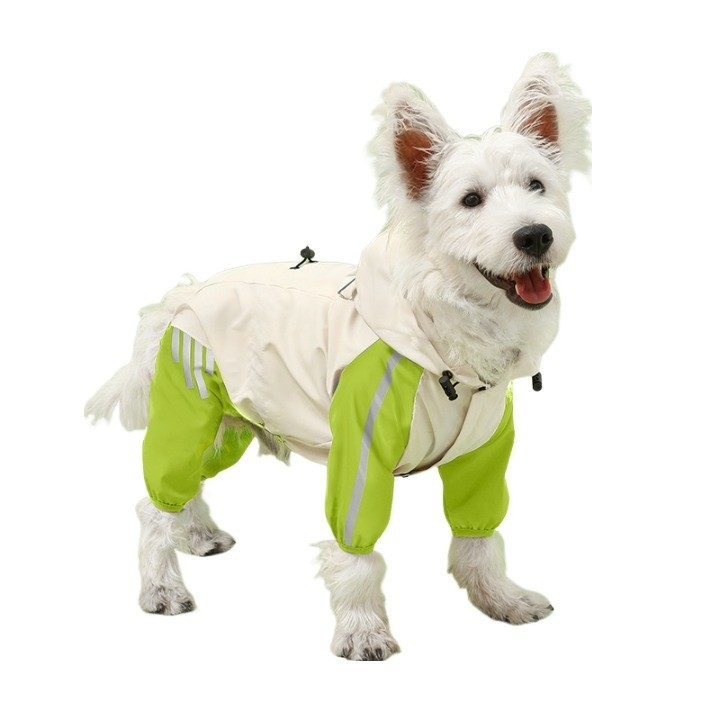 Reflector impermeable para perros de mascotas con cuatro pies Ropa de lluvia con sombrero para animales pequeños