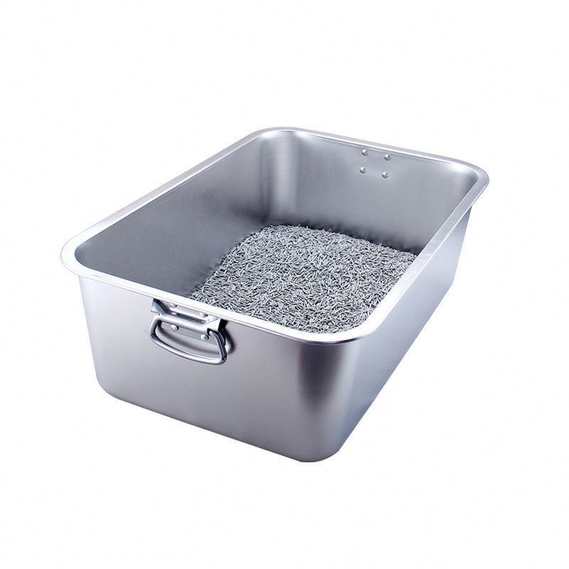 Caja de basura de acero inoxidable para mascotas Baño de baño abierto grande para eliminación rápida y fácil de caca