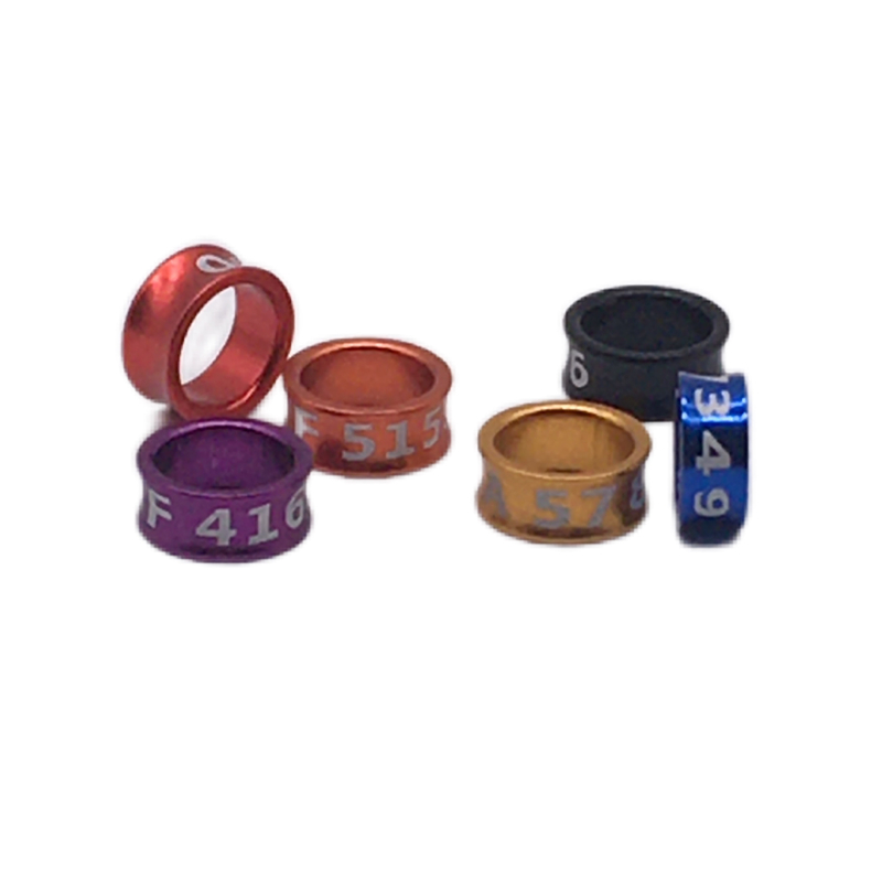 Anillo de identificación de aluminio para las patas de las palomas de loro