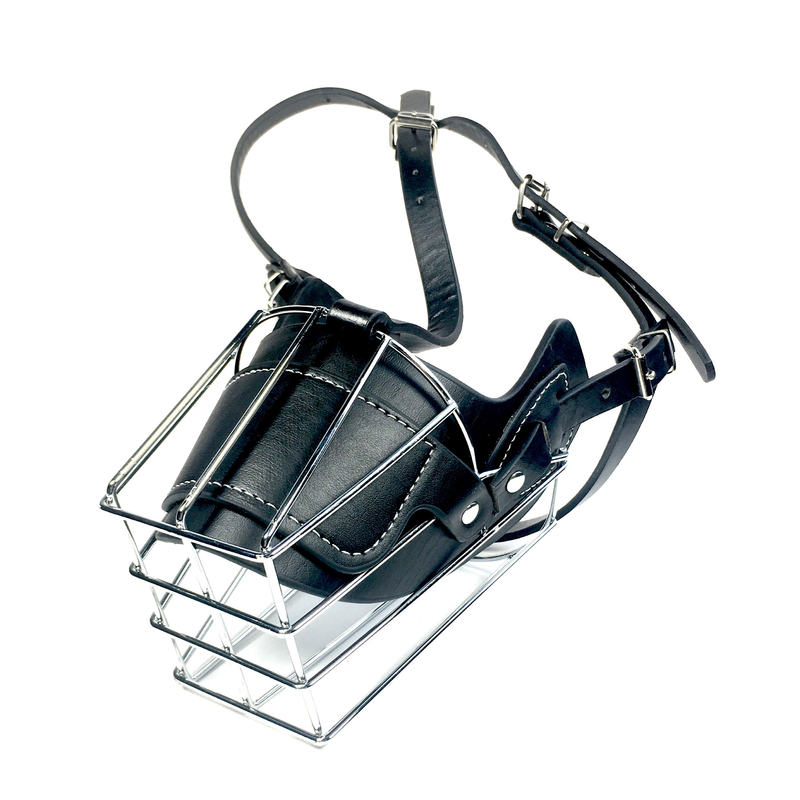 Máscara de hocico de perro ajustable extra grande para perros grandes Circunferencia del cuello 46-53cm Negro